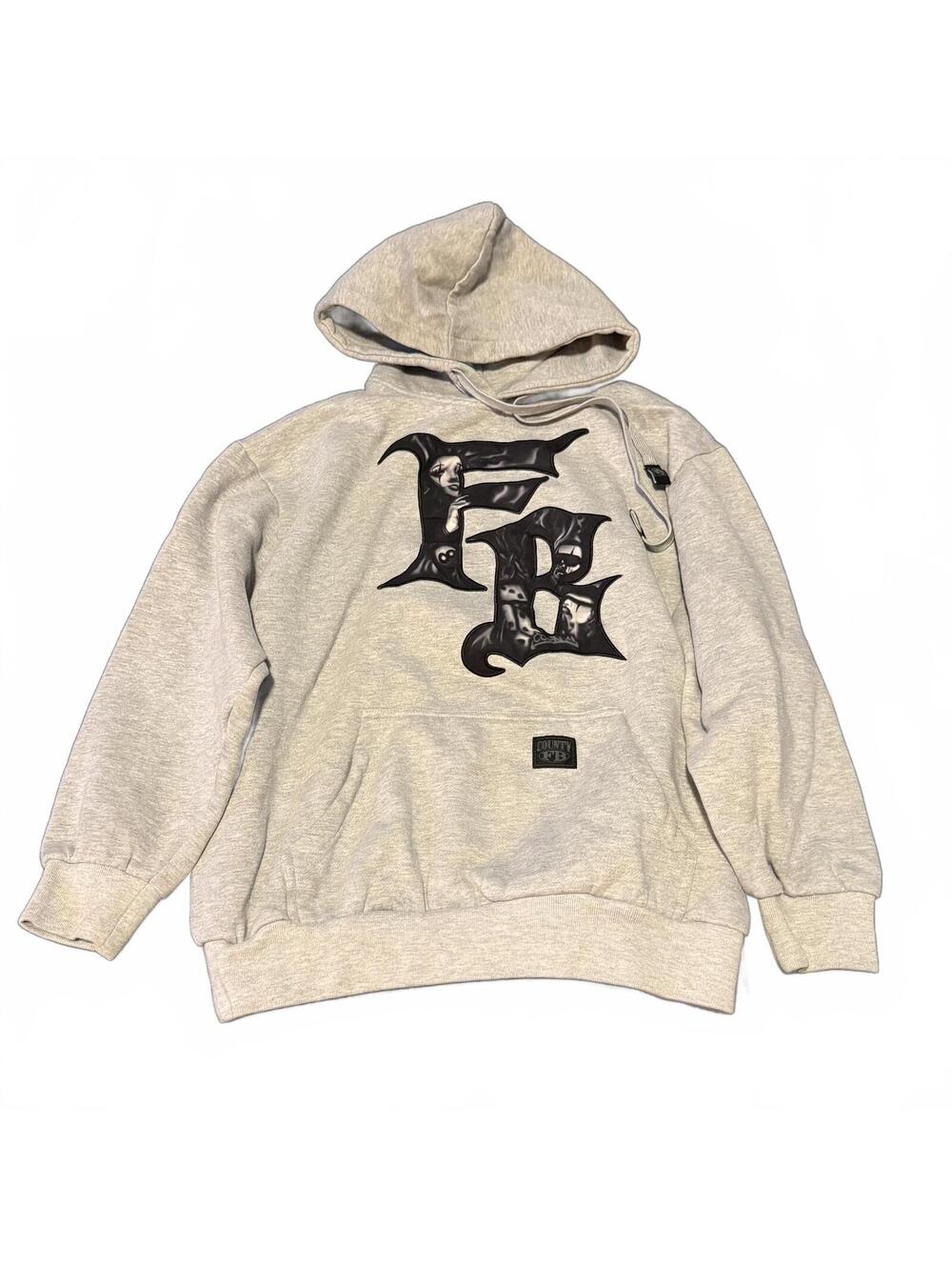 County FB Gothic Graphic Hoodie Size XS Gray Graphic Pullover Streetwear